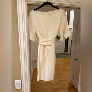 Eliza J Cream linen and rayon dress